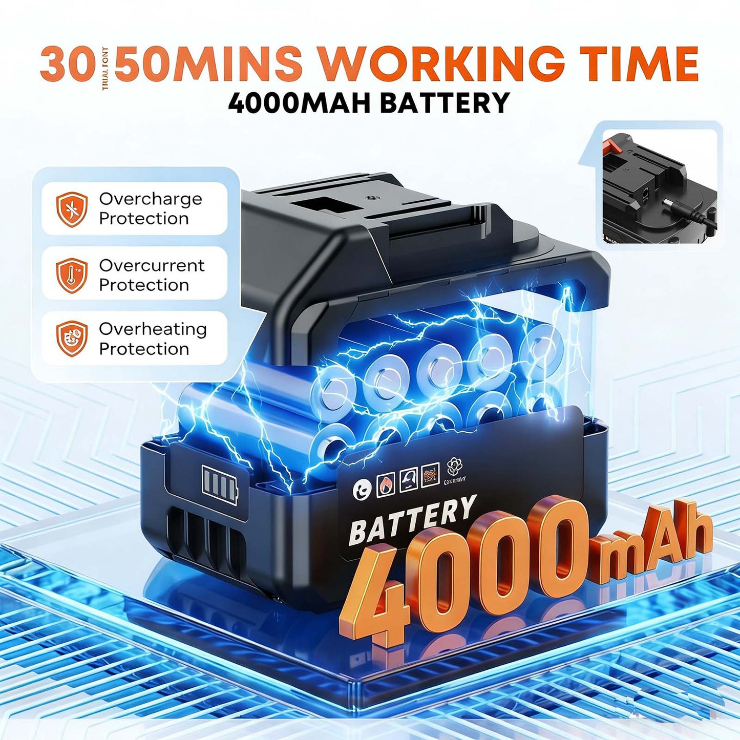 Ebooine Cordless Pressure Washer 816 PSI | 4.0Ah Battery & 6-in-1 Nozzle