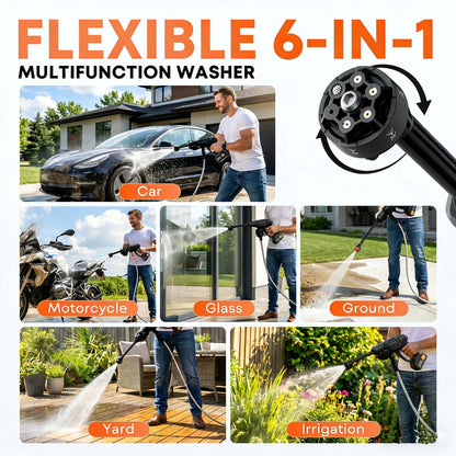 Cordless Pressure Washer 816 PSI with 4.0Ah Battery & 6-in-1 Nozzle — Portable Power Washer for Car Wash & Patio Cleaning — Ebooine