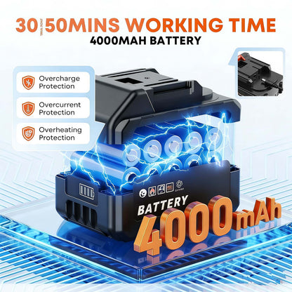 Cordless Pressure Washer 800 PSI with 4.0Ah Battery, Foam Cannon & 2 Nozzles — Portable Power Washer for Car Wash — Ebooine