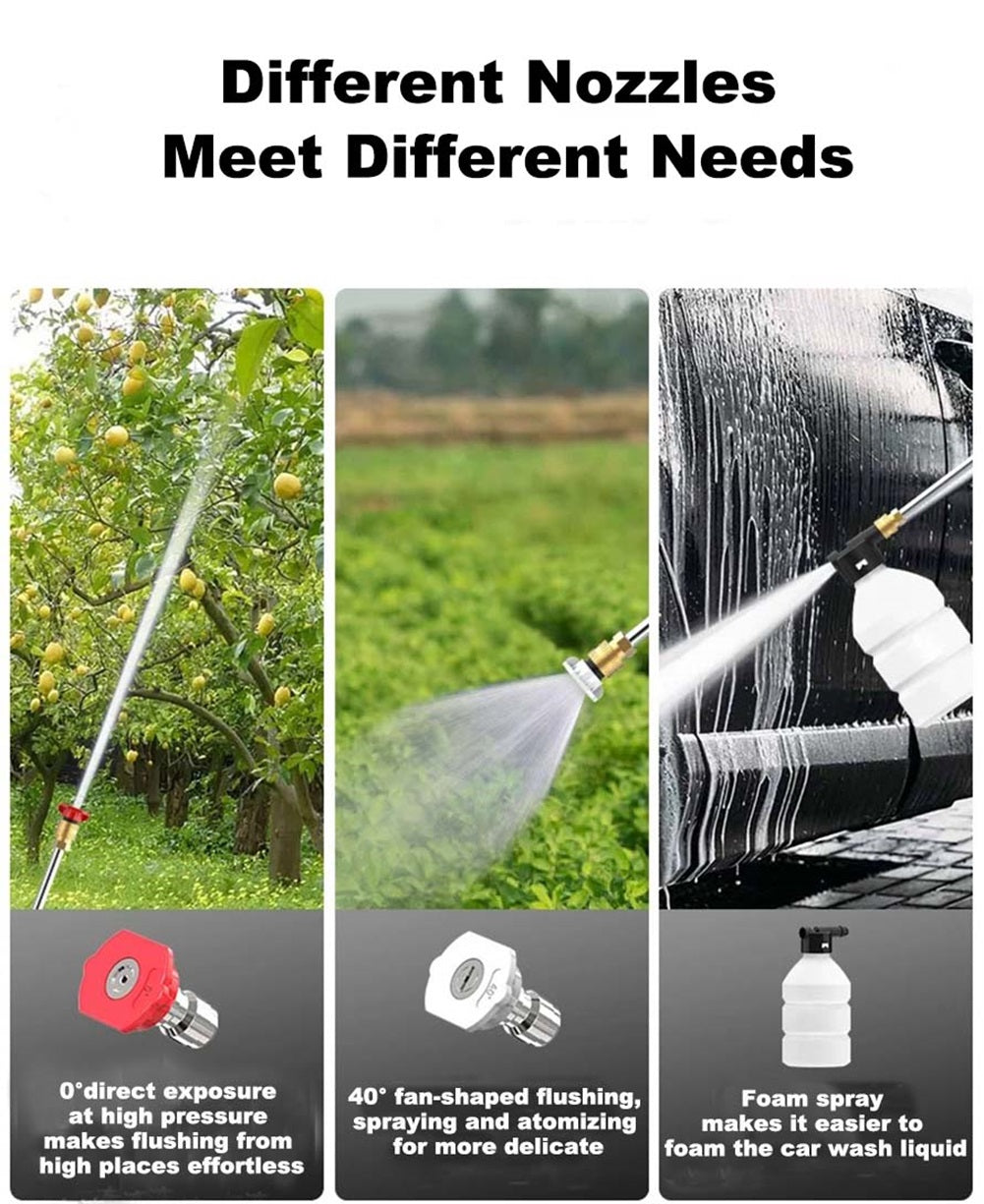 Cordless Pressure Washer 800 PSI with 4.0Ah Battery, Foam Cannon & 2 Nozzles — Portable Power Washer for Car Wash — Ebooine