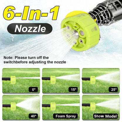 Cordless Pressure Washer 1016 PSI with Digital Display, 21V 4.0Ah Battery & 6-in-1 Nozzle — Portable Power Washer for Car, Patio & Garden — Ebooine Pro
