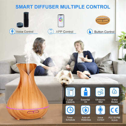 Ebooine Smart WiFi Essential Oil Diffuser (Wood Grain)
